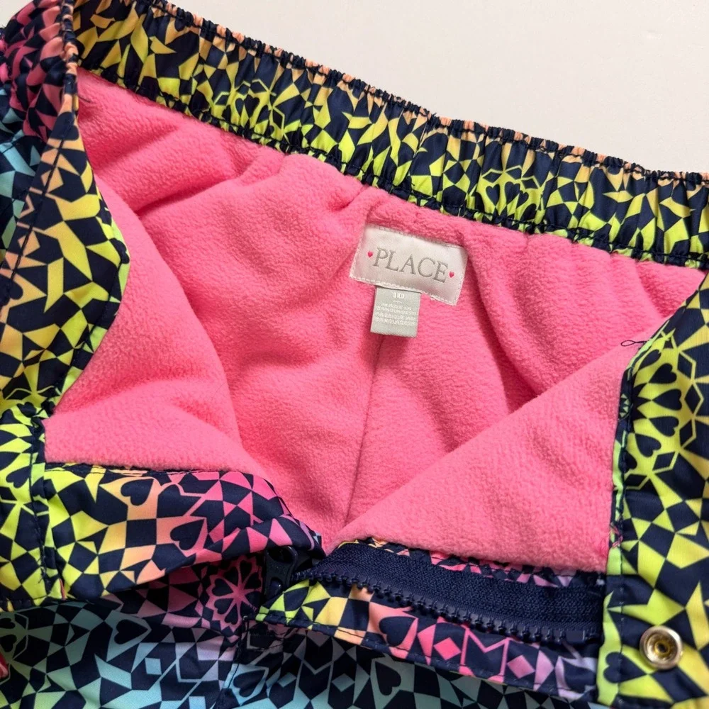 The Children's Place Girls Snow Suit Set Jacket XL 14 Pants 10 Ski Geometric